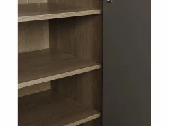 New OKWISH Zapatero con banco para zapatos, 3 puertas y 1 cajón, madera y - para recibidores Gris