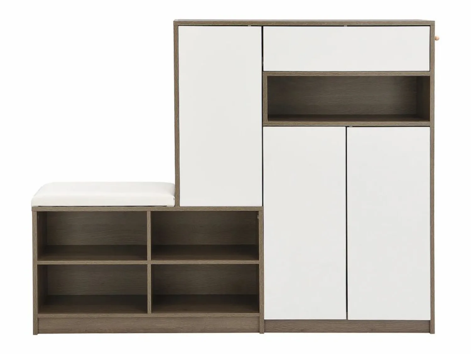 OKWISH Zapatero con banco para zapatos, 3 puertas y 1 cajón, madera y - para recibidores