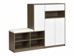 OKWISH Zapatero con banco para zapatos, 3 puertas y 1 cajón, madera y - para recibidores