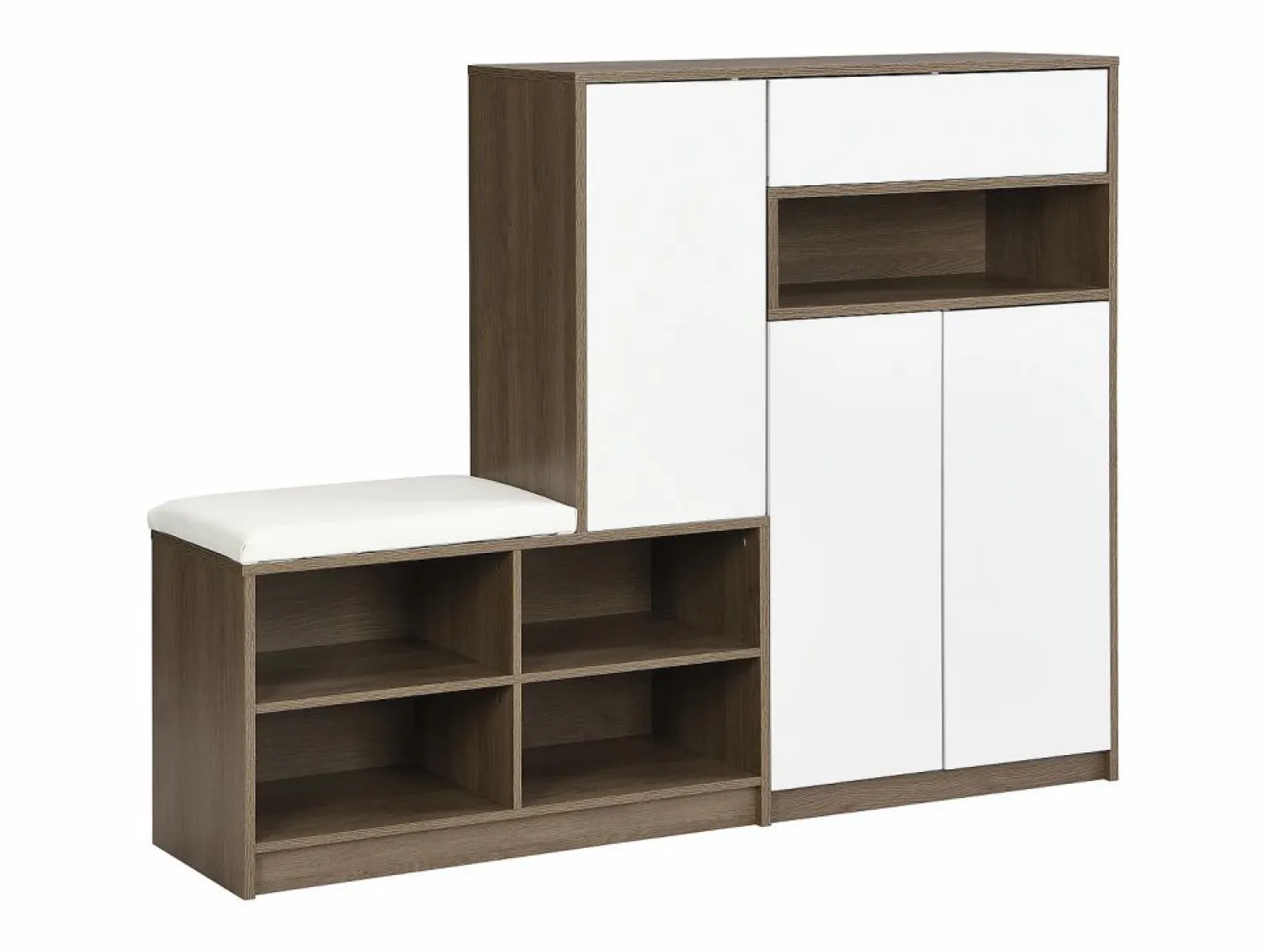 OKWISH Zapatero con banco para zapatos, 3 puertas y 1 cajón, madera y - para recibidores