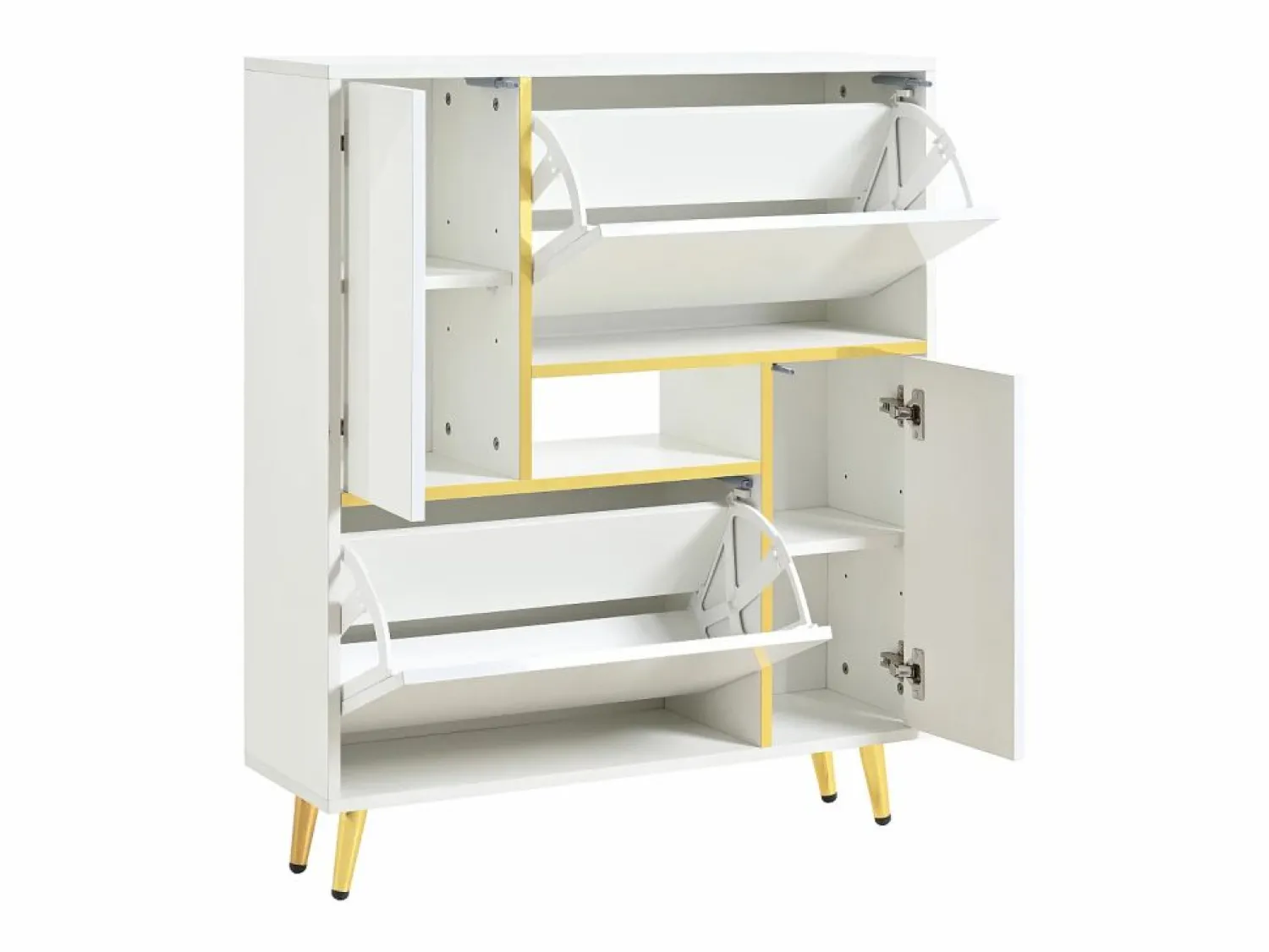 Merax Zapatero con frente brillante - 80 x 25 x 96 cm - LED - Tablero de partículas - Blanco