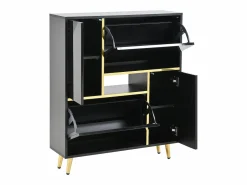 Discount Zapatero con frente brillante - 80 x 25 x 96 cm - LED - Tablero de partículas - Zapatero|Mueble De Almacenaje
