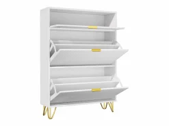 Clearance Zapatero de 3 puertas - modelo estrecho con cajones - ideal para entradas y pasillos - 80 x 24 x 118,5 cm Blanco