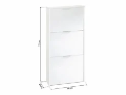duehome Zapatero de 3 puertas abatibles en 60x113 cm Remi