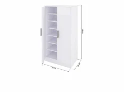 Hot duehome Zapatero de 2 puertas en blanco mate 55x108 cm Liam Blanco Artik (Blanco Mate) Gris