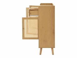 Hot Zapatero de madera con 3 puertas y 1 cajón - Zapatero con tiradores de metal y patas de madera maciza - almacenaje abierto Color natural claro