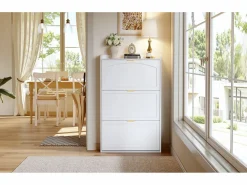 Sale Zapatero estrecho de 3 compartimentos - 76 x 23 x 118 cm - para recibidor y salón - tablero de partículas - Zapatero|Mueble De Almacenaje
