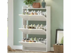 Sale Zapatero estrecho de 3 compartimentos - 76 x 23 x 118 cm - para recibidor y salón - tablero de partículas - Zapatero|Mueble De Almacenaje