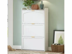 Sale Zapatero estrecho de 3 compartimentos - 76 x 23 x 118 cm - para recibidor y salón - tablero de partículas - Zapatero|Mueble De Almacenaje