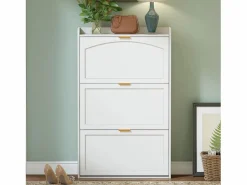 Sale Zapatero estrecho de 3 compartimentos - 76 x 23 x 118 cm - para recibidor y salón - tablero de partículas - Zapatero|Mueble De Almacenaje
