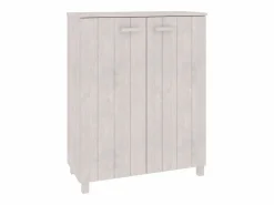 Discount Zapatero HAMAR madera maciza de pino blanca 85x40x108 cm ES482910 Zapatero