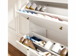 Online Homcom Zapatero Kiwita 2 cajones abatibles 109x84x29 cm Blanco