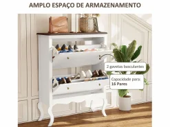 Online Homcom Zapatero Kiwita 2 cajones abatibles 109x84x29 cm Blanco