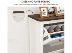 Online Homcom Zapatero Kiwita 2 cajones abatibles 109x84x29 cm Blanco