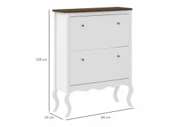 Online Homcom Zapatero Kiwita 2 cajones abatibles 109x84x29 cm Blanco