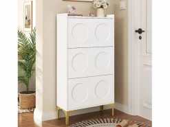 Outlet Zapatero moderno - 63 x 24 x 120 cm - con 3 puertas + patas metálicas - MDF - Zapatero|Mueble De Almacenaje