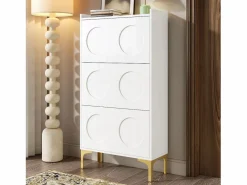 Outlet Zapatero moderno - 63 x 24 x 120 cm - con 3 puertas + patas metálicas - MDF - Zapatero|Mueble De Almacenaje