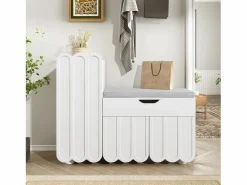 Hot Zapatero moderno - 90 x 35 x 74,5 cm - con 3 puertas + 1 cajón + cojín de asiento - MDF - Mueble De Almacenaje|Zapatero