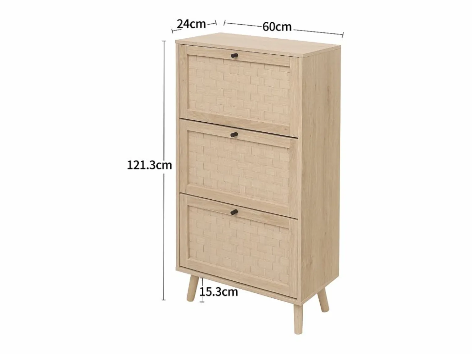 Clearance Zapatero natural con 3 puerta basculante y tiradores negros - Ideal para entradas y pasillos Zapatero|Mueble De Almacenaje
