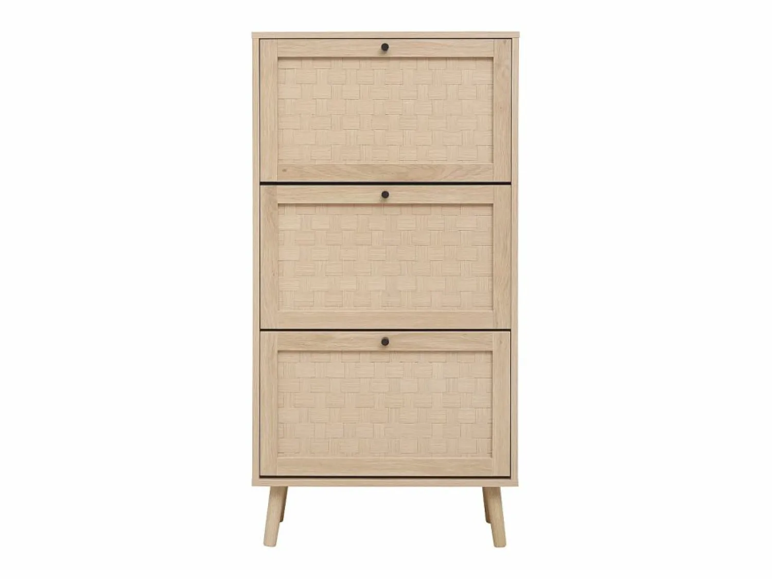 Clearance Zapatero natural con 3 puerta basculante y tiradores negros - Ideal para entradas y pasillos Zapatero|Mueble De Almacenaje