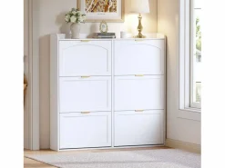 Outlet Zapatero para entrada - 120 x 23 x 118 cm - con 6 compartimentos abatibles - MDF + aglomerado - Zapatero|Mueble De Almacenaje