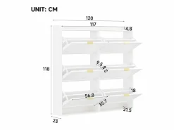 Outlet Zapatero para entrada - 120 x 23 x 118 cm - con 6 compartimentos abatibles - MDF + aglomerado - Zapatero|Mueble De Almacenaje
