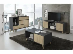 Online Skraut Home Zapatero WIND, color estructura Gris Antracita, color roble, 90x26x102cm Color natural claro