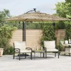 Online Garden Furniture Zarvir Sombrilla de jardín con LEDs poste acero marrón 269x269x235 cm