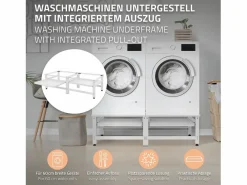 Clearance Zócalo lavadora doble con balda base secadora blanca Mueble Para Lavadora
