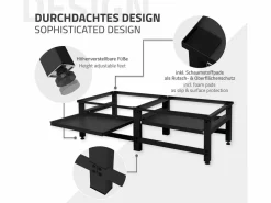ML-DESIGN Zócalo lavadora doble con balda base secadora negra Negro